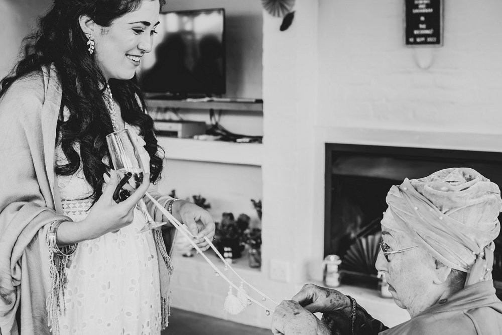 intimate beach wedding gran and grand daughter