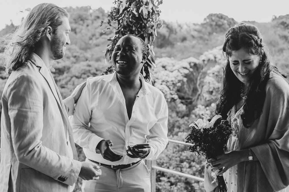 intimate beach wedding ceremony conducted by bestie