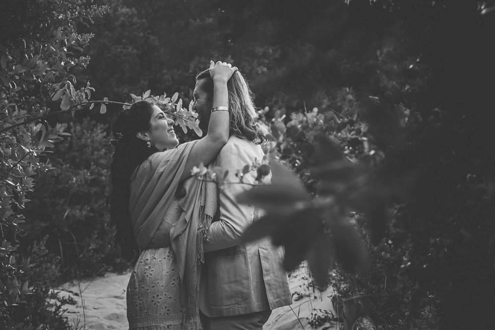 intimate beach wedding couple