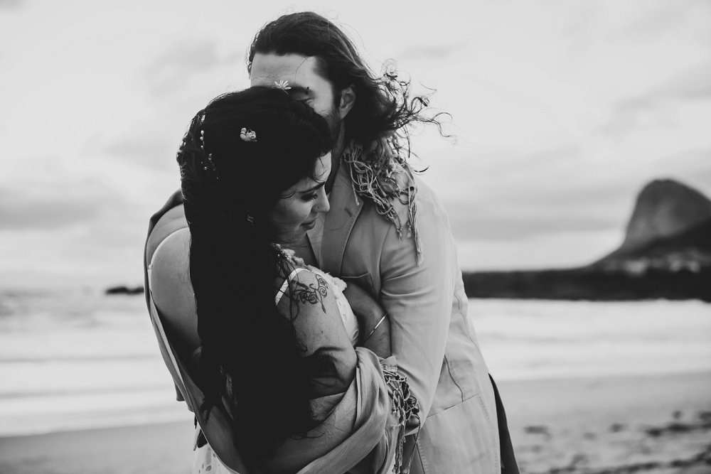 intimate beach wedding couple