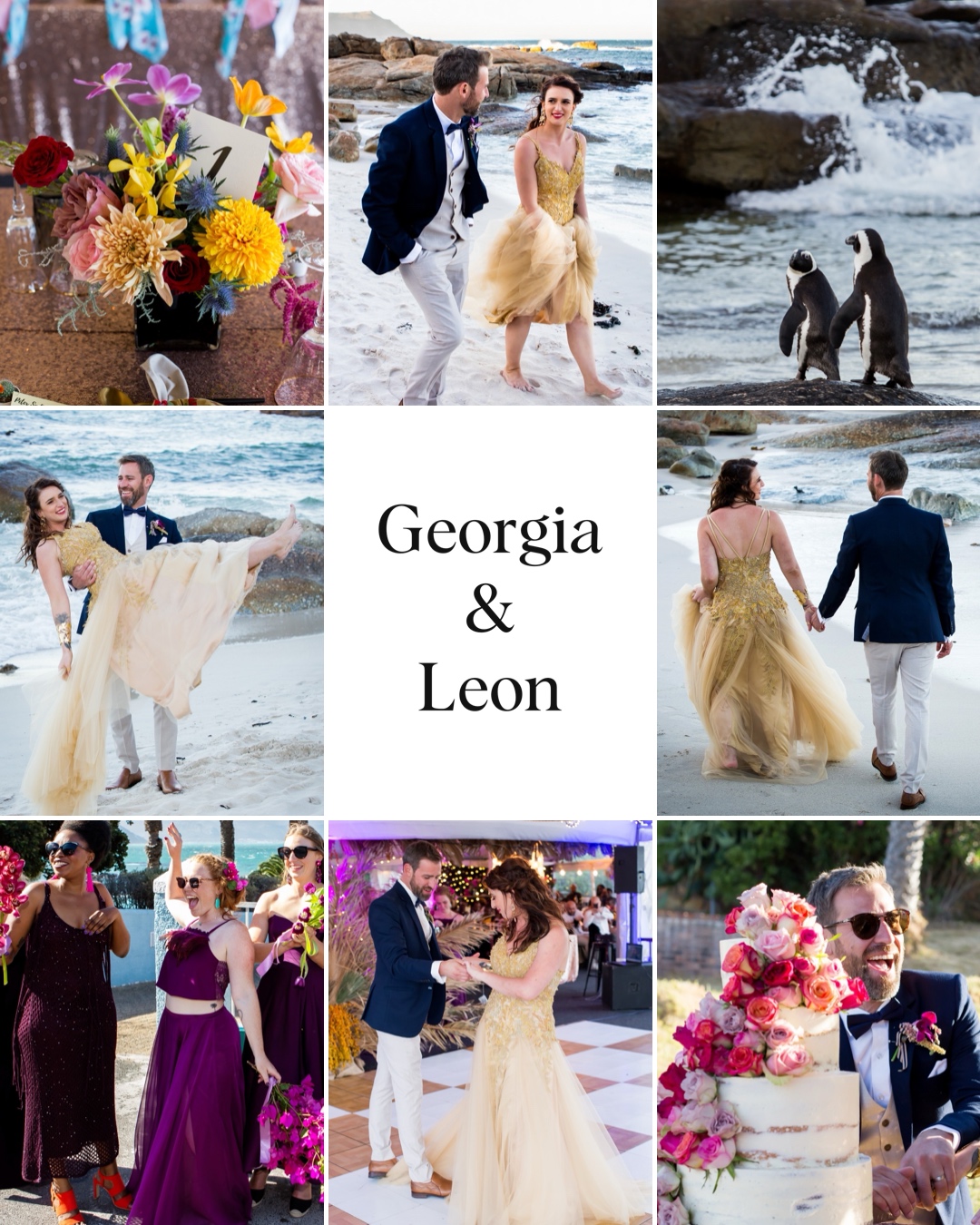 Colourful beach wedding