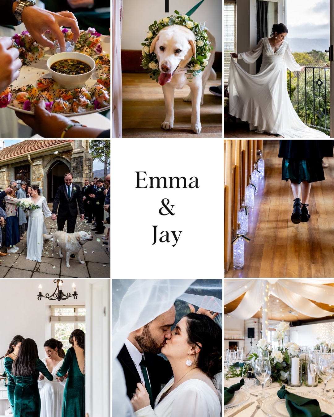 romantic winter wedding with couple's dog